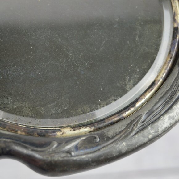 Antique Art Nouveau Flowing Hair Woman Victorian Silver Plate Vanity Hand Mirror - Picture 7 of 11